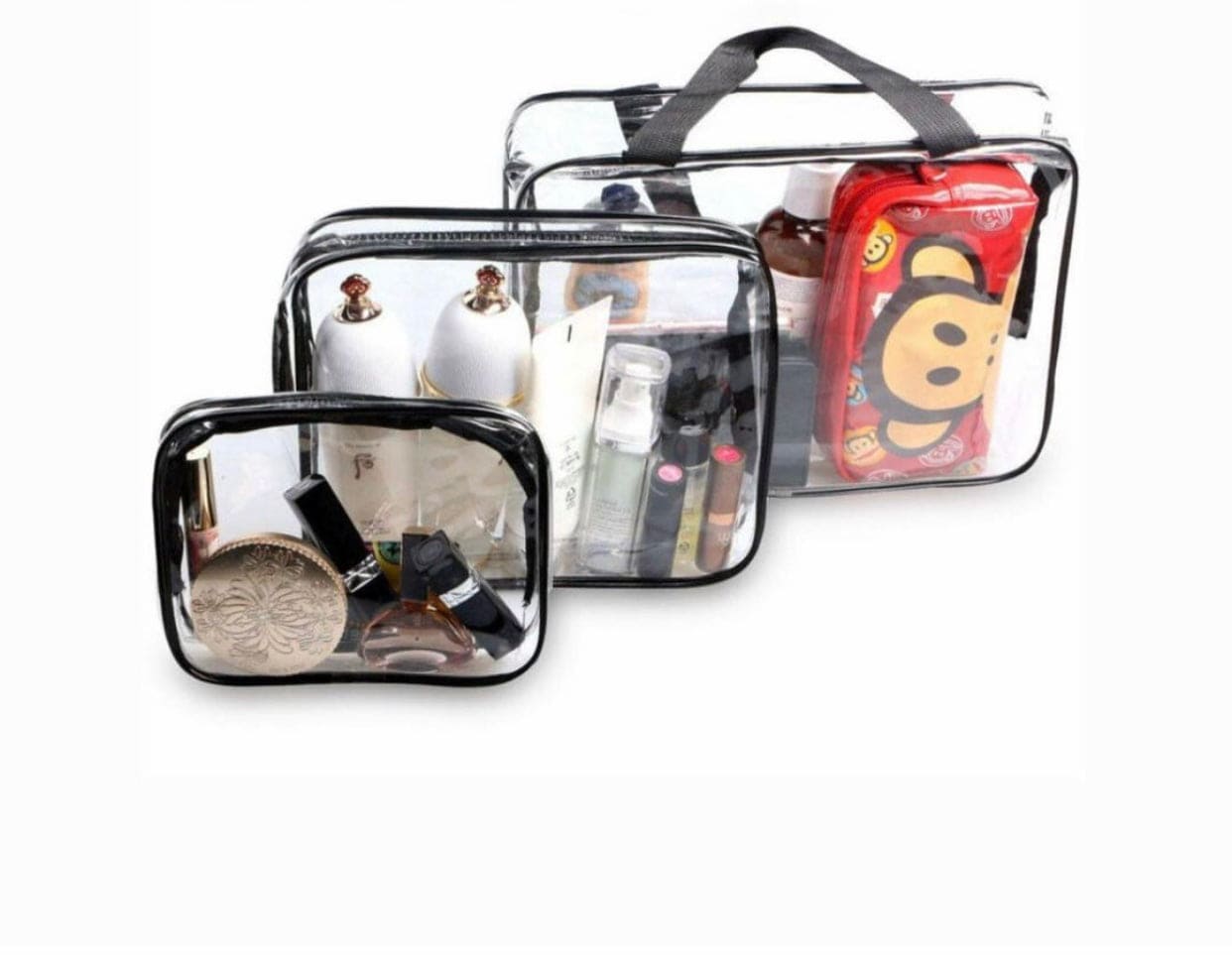 Makeup Storage Grooming Bag Set, Transparent Clear Cosmetic Bag, Transparent Toiletry Bag, Water Proof Plastic Travel Cosmetic Bag, SML Bag Makeup Storage Grooming Bag Set, Transparent Clear Cosmetic Bag, Transparent Toiletry Bag, Water Proof Plastic Travel Cosmetic Bag, SML Bag